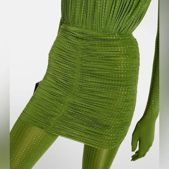 Alex Perry Embellished Ruched Jersey Mini Dress - Picture 3 of 6